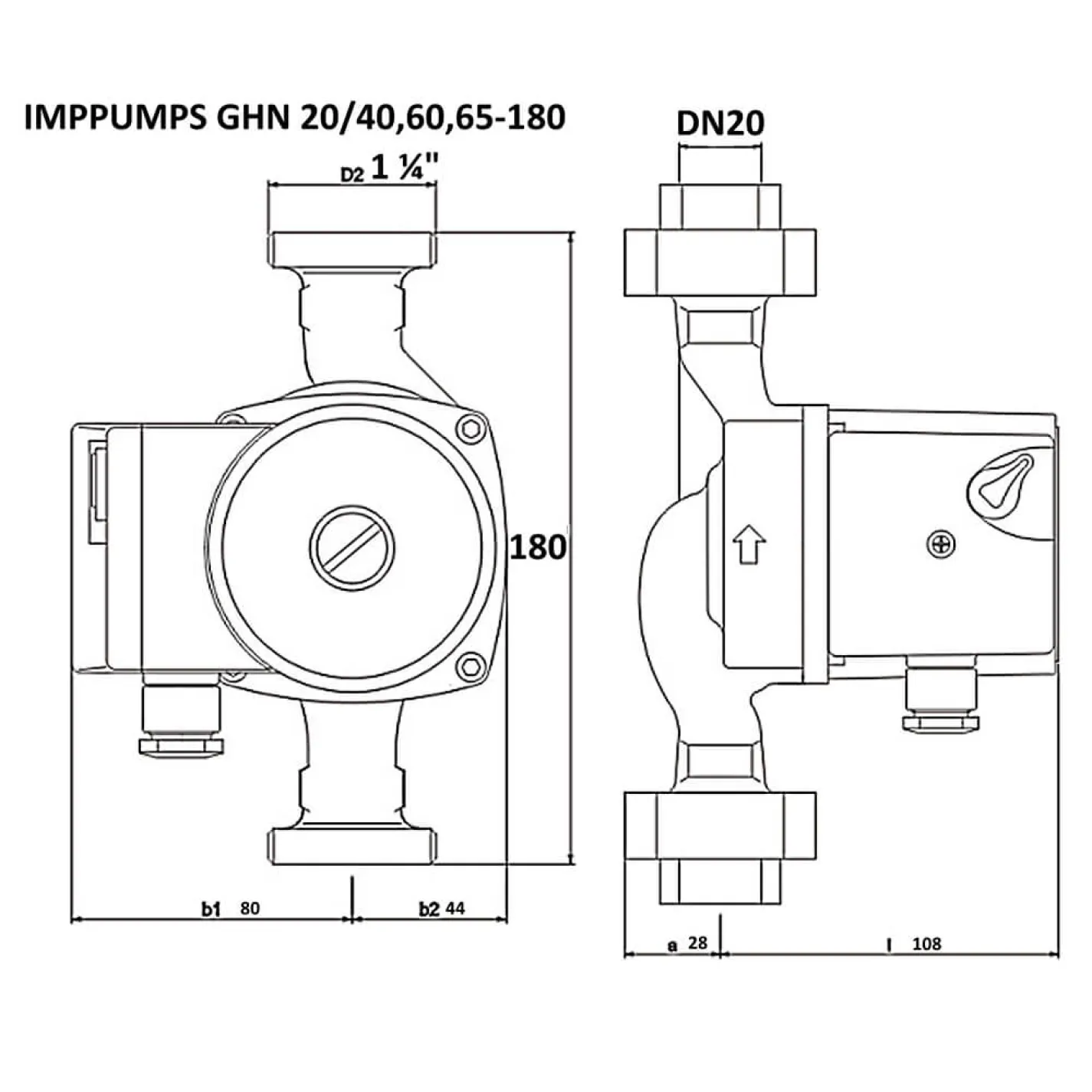 Циркуляційний насос IMP Pumps GHN 20/60-180 - Фото 1
